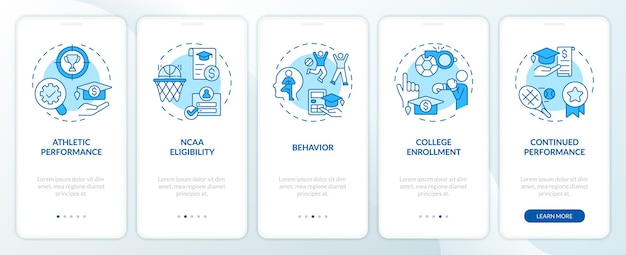 Walkthrough athletic scholarship with linear icons concept