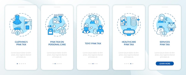 Walkthrough pink tax with blue thin line icons