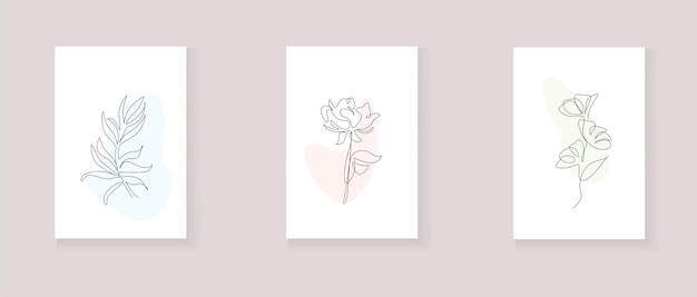 wall art single line flowers leaves decoration on canvas painting minimal design
