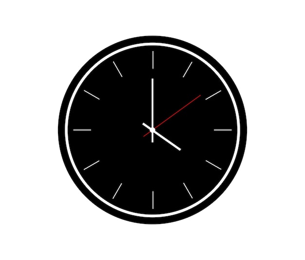 Wall clock Analog black wall clock Minimalist watch Modern design clock Vector illustration