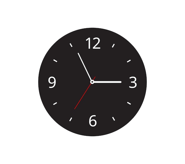 Wall clock Analog black wall clock Minimalist watch Modern design clock Vector illustration