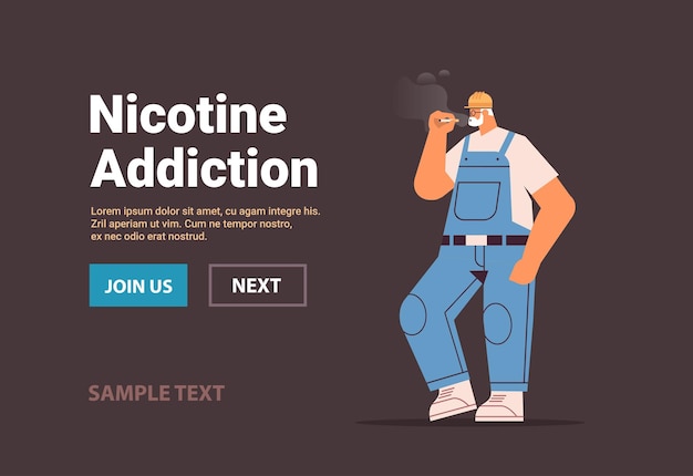 warehouse worker in uniform smoking cigarette man smokes at work bad habits unhealthy lifestyle concept horizontal full length copy space vector illustration