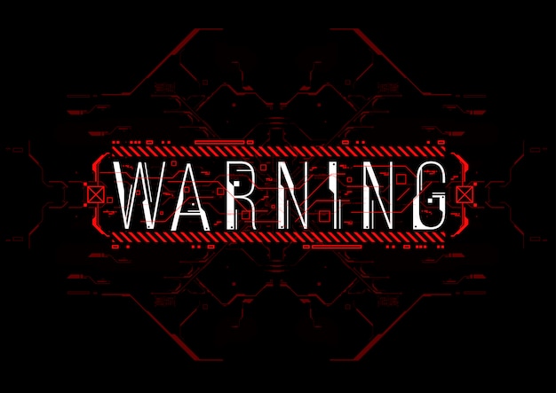warning. conceptual layout with hud elements for print and web.
