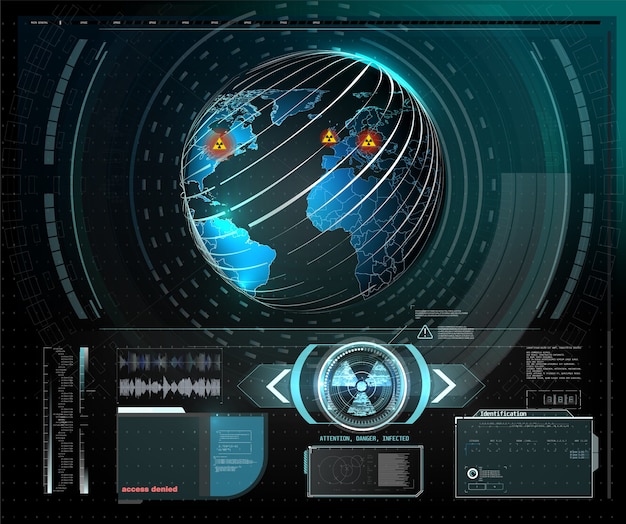 warning frame. abstract tech design blue and red futuristic frame in modern hud