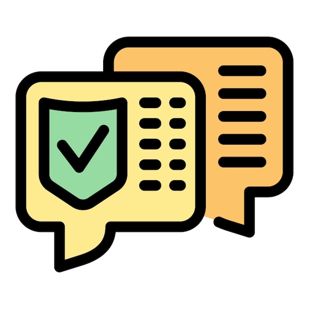 Warranty chat icon outline vector Certificate card Letter money color flat