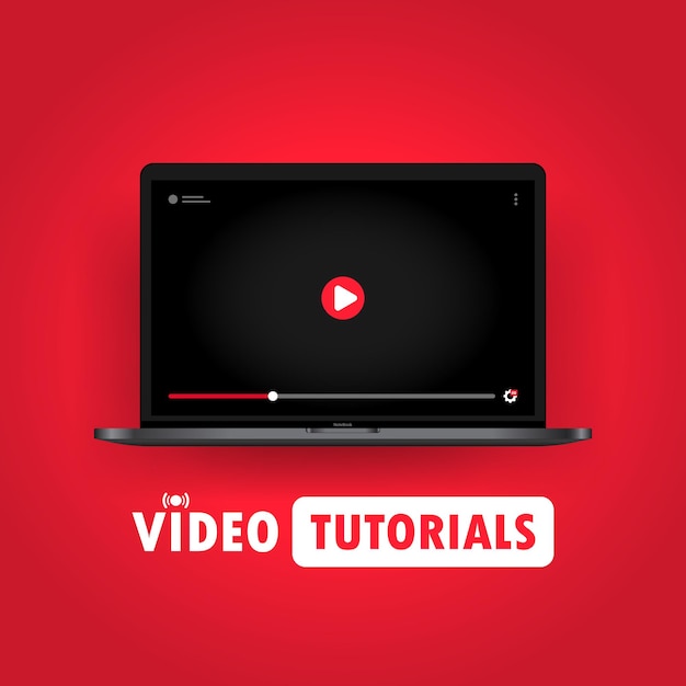 watching video tutorials on laptop illustration or online webinar