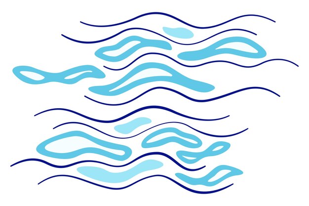 Water blue nature flat vector illustration Blue wavy background of different curved lines and shapes