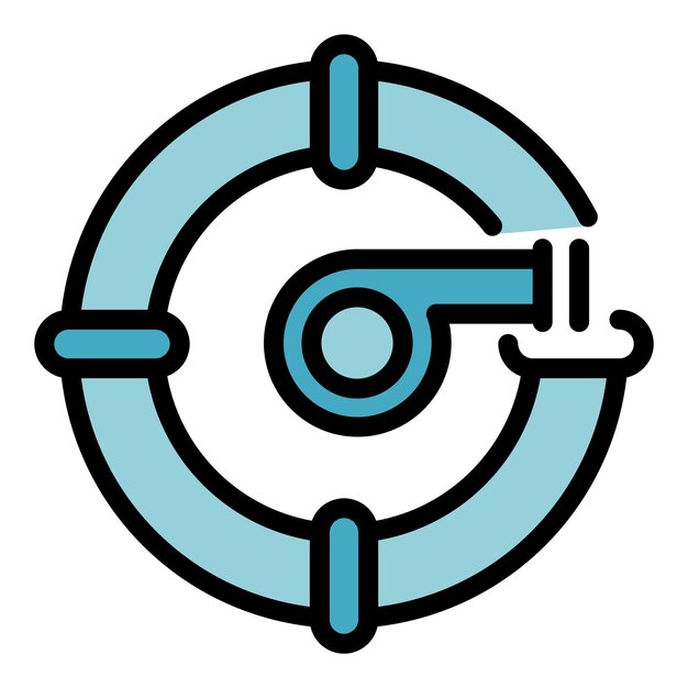 Water safety training icon outline vector Safe whistle Kid guard color flat