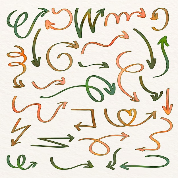 Watercolor arrow collection element