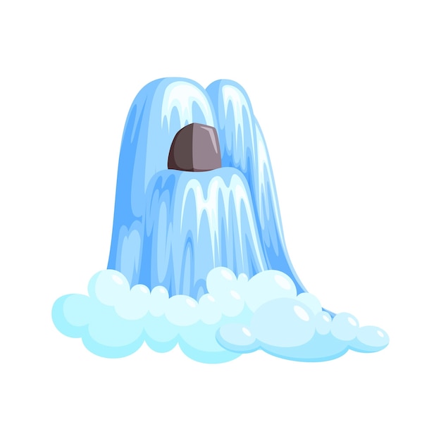 Waterfall cascade in splashing down with foam Cascade of water isolated in white background