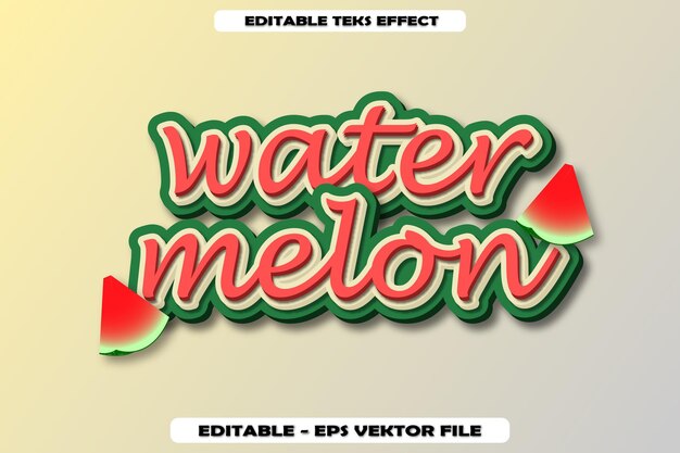 Watermelon Editable Text Effect 3D Flat Style Design