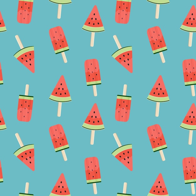 Watermelon Ice Cream Seamless Pattern Background
