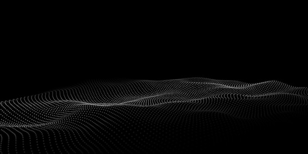 Wave 3d Abstract wave dots in dark background Big data