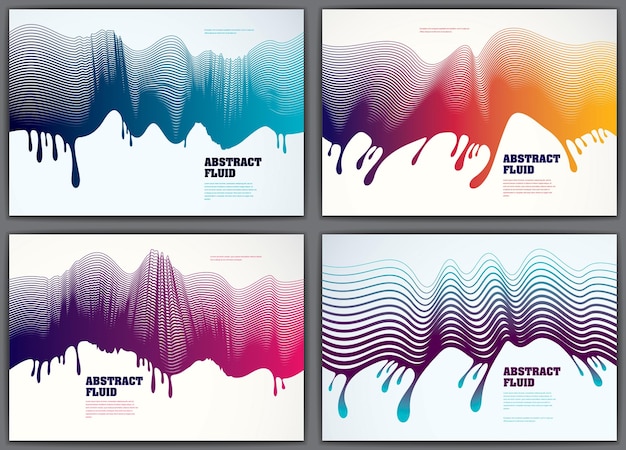 wave lines fluid vector abstract backgrounds set. 3d dynamic stripes motion art. lined texture, dynamic surface, curve lines, flow shape.