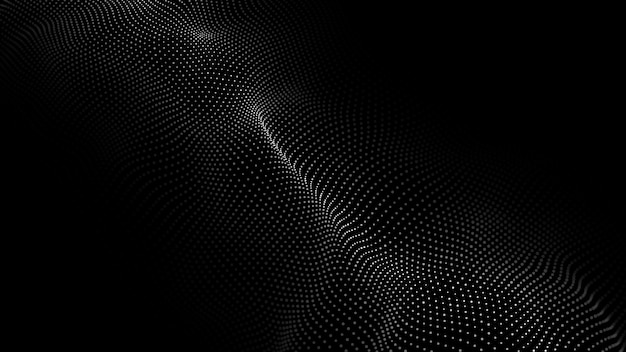 Wave of particles Abstract background with a dynamic wave Big data visualization Vector illustration