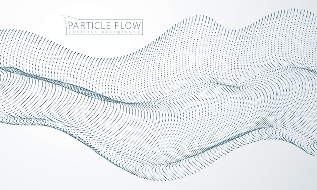 Wave of particles. Blurred dots vector abstract background. Beautiful wave shaped array of defocused points.