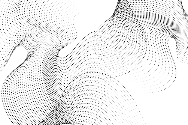Wavy Black Halftone on White Background