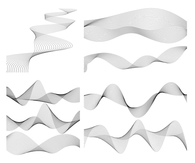 Wavy lines form spiral ribbon design element effect 3d45
