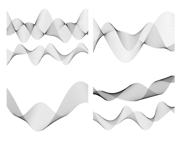 Wavy lines form spiral ribbon design element effect 3d67
