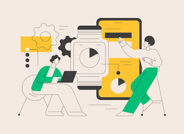 Wearable mobile app development abstract concept vector illustration Wearable mobile device app software development team application design website page UI element abstract metaphor