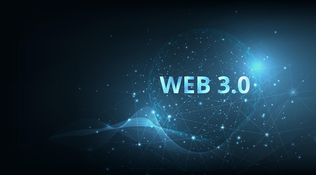 Web 3 0 text on dark blue technology background design