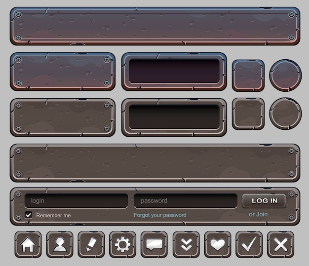 Web design elements set. Metal