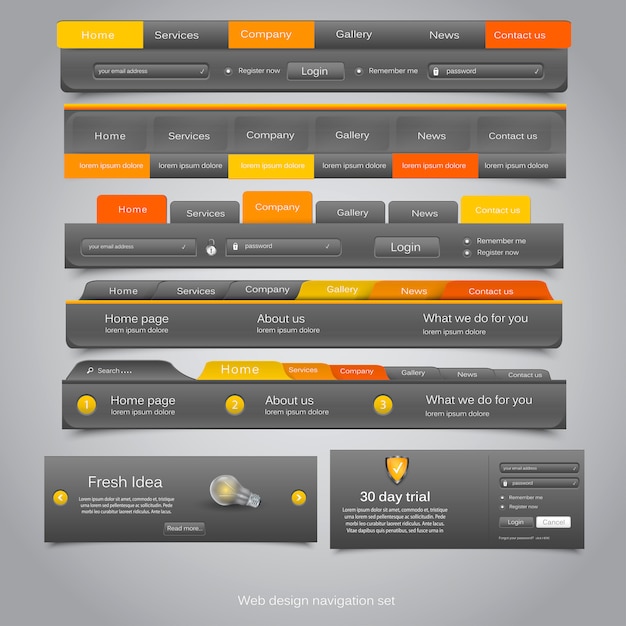 web design navigation set.