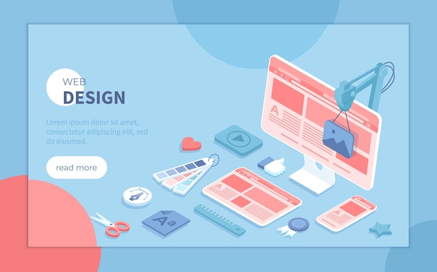 web design website landing page for monitor laptop tablet phone creating ui ux website design