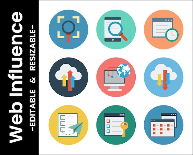 Web Development And Data Management Icons Flat Design Style Vector Illustration