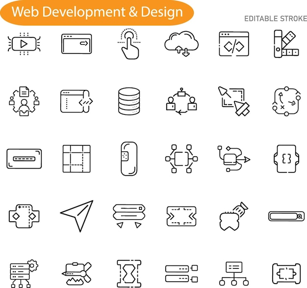 Web Development Design Icons Coding Database UI UX Elements