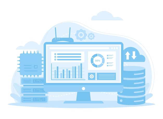 Web hosting big data trending concept flat illustration