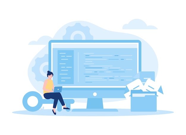 Web hosting trending concept flat illustration