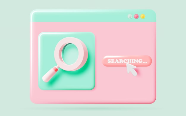 Web Search Interface Magnifying Glass and Cursor Icon Illustration