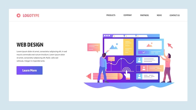 Web site onboarding screens Team build ux ui interface Menu vector banner template for website and mobile app development Modern design linear art flat illustration