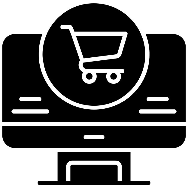 Web Store Glyph Solid Black Illustration