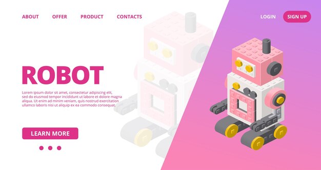 web template with a retro robot vector