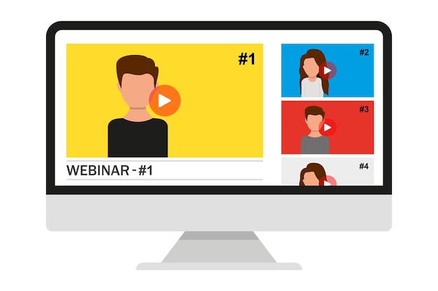 Webinar, lesson colection on computer screen