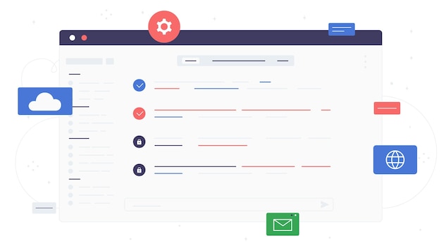 Webpage interface concept template for webpage ui and ux design element for browser and mobile