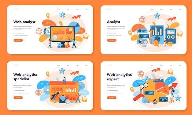 Website analyst web banner or landing page set