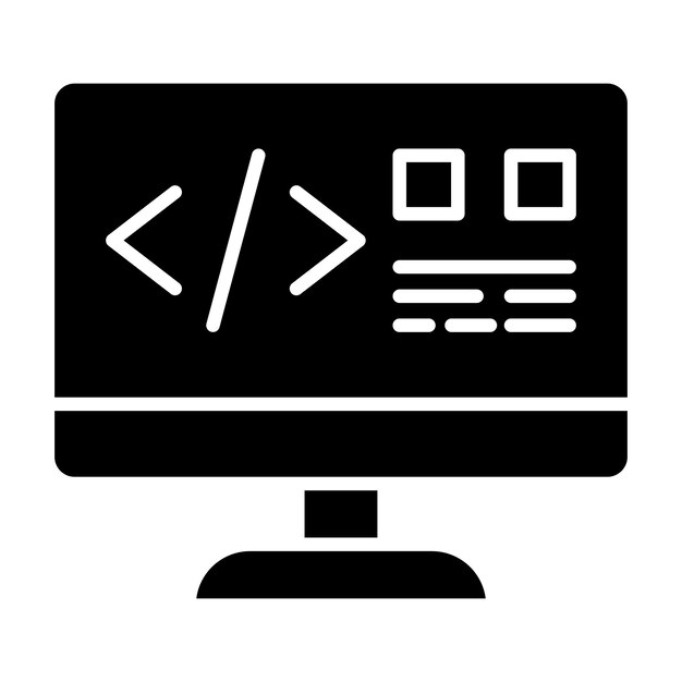 Website Coding Glyph Solid Black Illustration