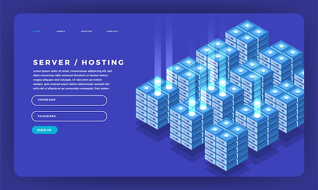   website   concept server hosting information.  illustration.