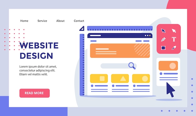 Website design wireframe ruler on monitor campaign for web website home homepage landing page 