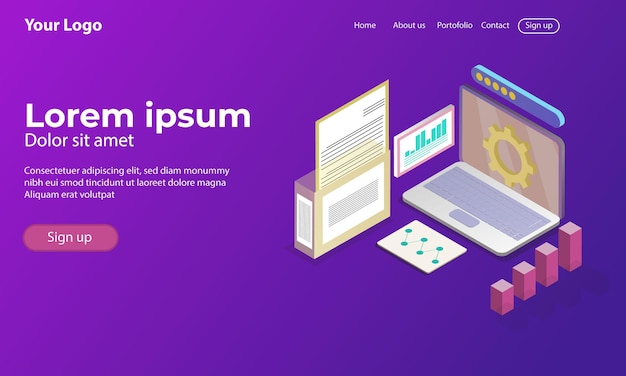 website design with laptop illustration themes office documents