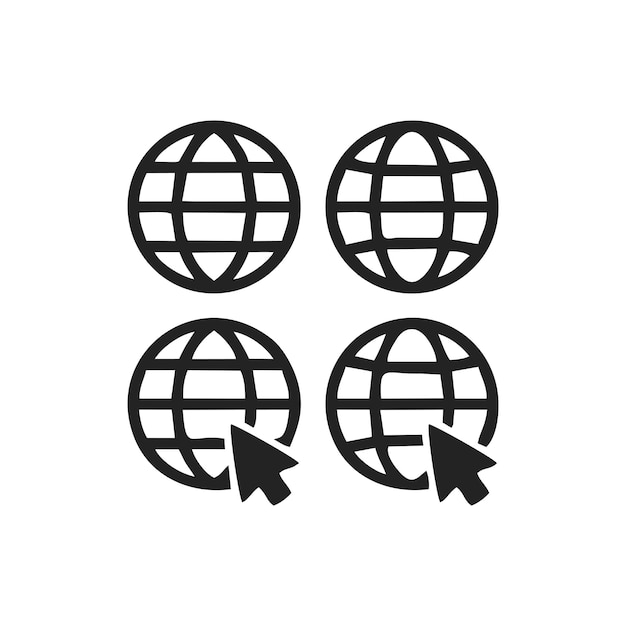Website globe symbol with mouse arrow click stock illustration