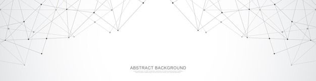 Website header or banner design with abstract polygonal background and connecting dots and lines Global network connection Digital technology with plexus background and space for your text
