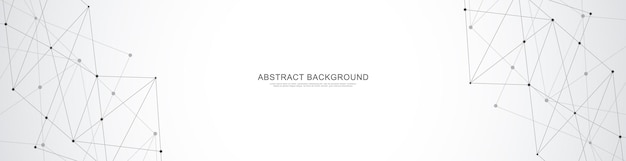 Website header or banner design with abstract polygonal background and connecting dots and lines Global network connection Digital technology with plexus background and space for your text