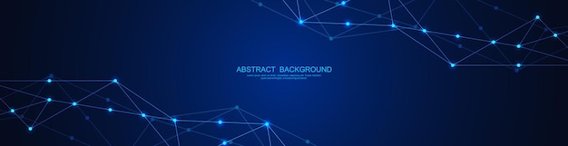 Website header or banner design with abstract polygonal background and connecting dots and lines Global network connection Digital technology with plexus background and space for your text