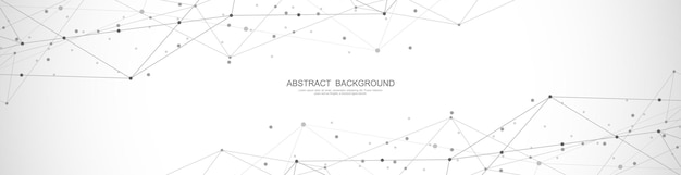 Website header or banner design with abstract polygonal background and connecting dots and lines Global network connection Digital technology with plexus background and space for your text