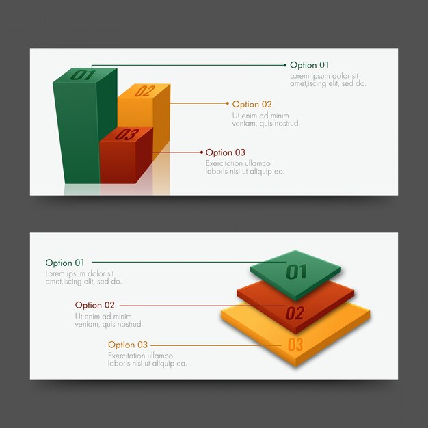 website headers or banners design with infographics design.