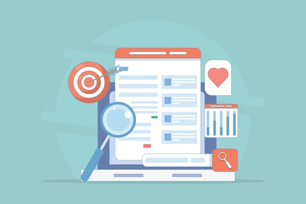 website optimization strategy concept website analysis report or seo marketing target